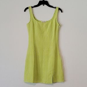 Urban Threads gingham lime green sleeveless mini dress